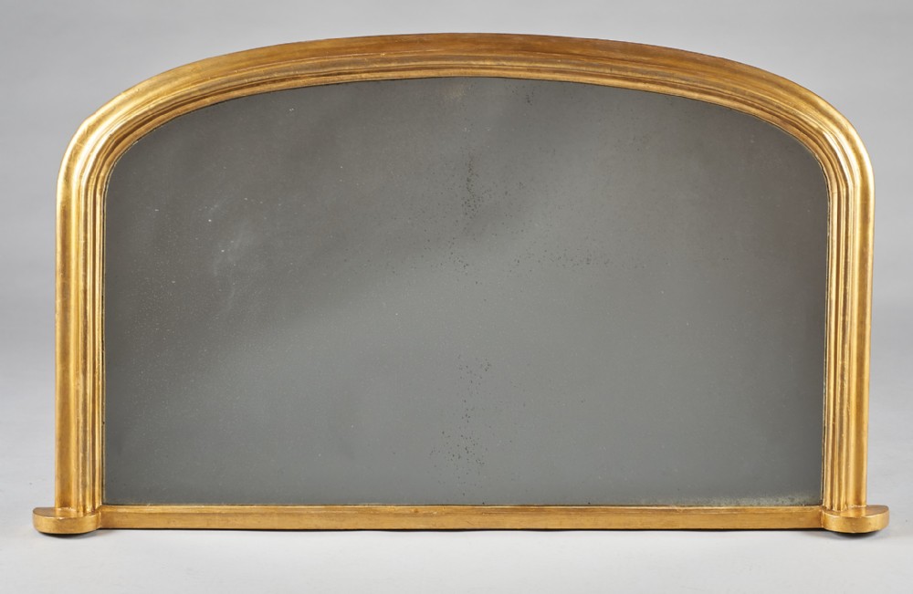 19th Century English Victorian Gilt Archtop Overmantle Mirror