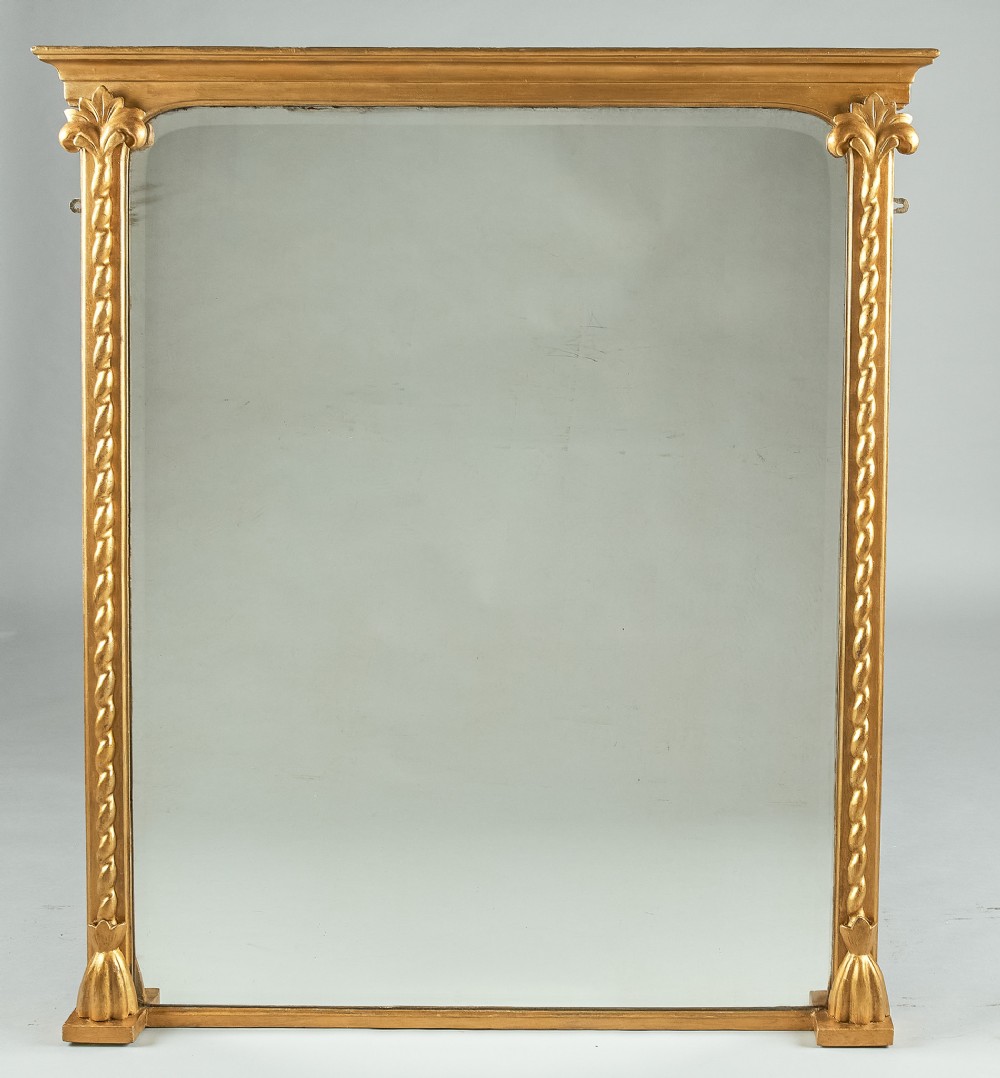 Large 19th Century English Victorian Gilt Overmantle Mirror