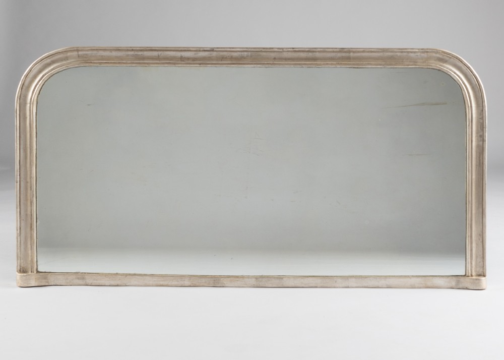 Large 19th Century English Victorian Silvered Overmantle Mirror