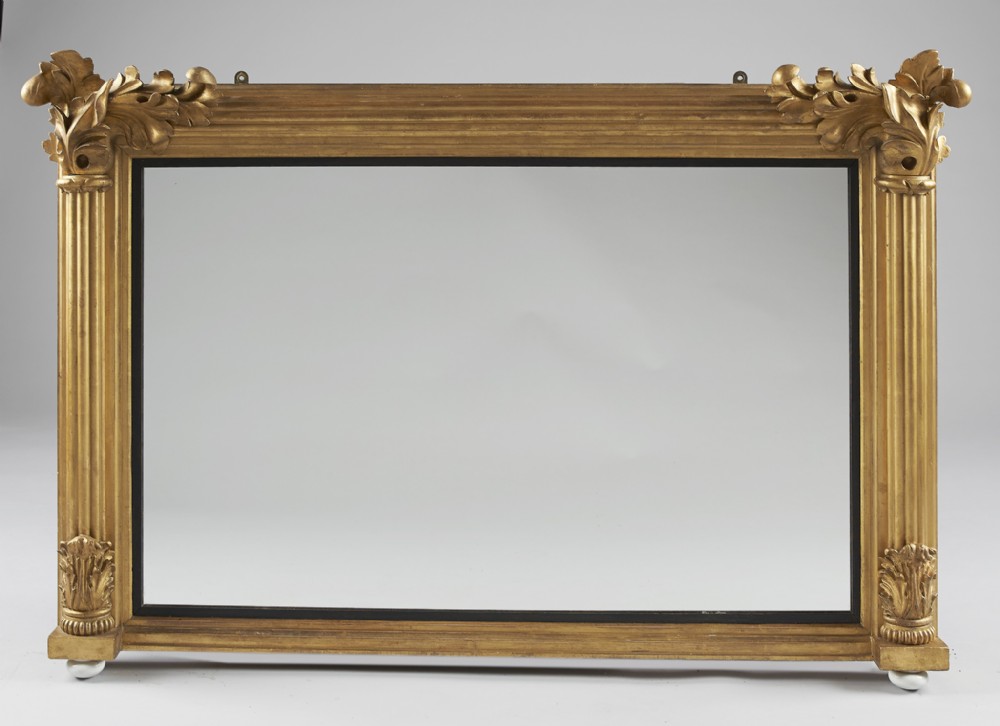 19th Century English Victorian Carved Gilt Wood Overmantle Mirror