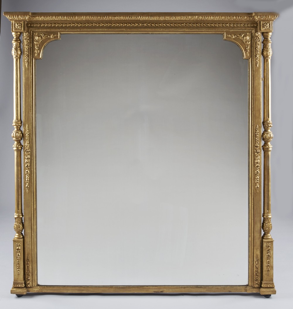 Large 19th Century Stunning English Victorian Gilt Overmantle Mirror
