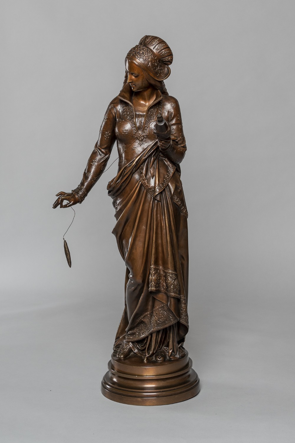 Stunning Large 19th Century Bronze Sculpture By Albert Carrier- Belleuse ' La Fileuse ' 