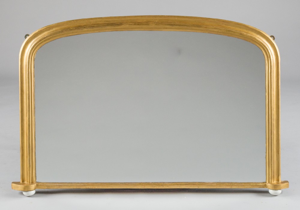 19th Century English Victorian Gilt Archtop Overmantle Mirror