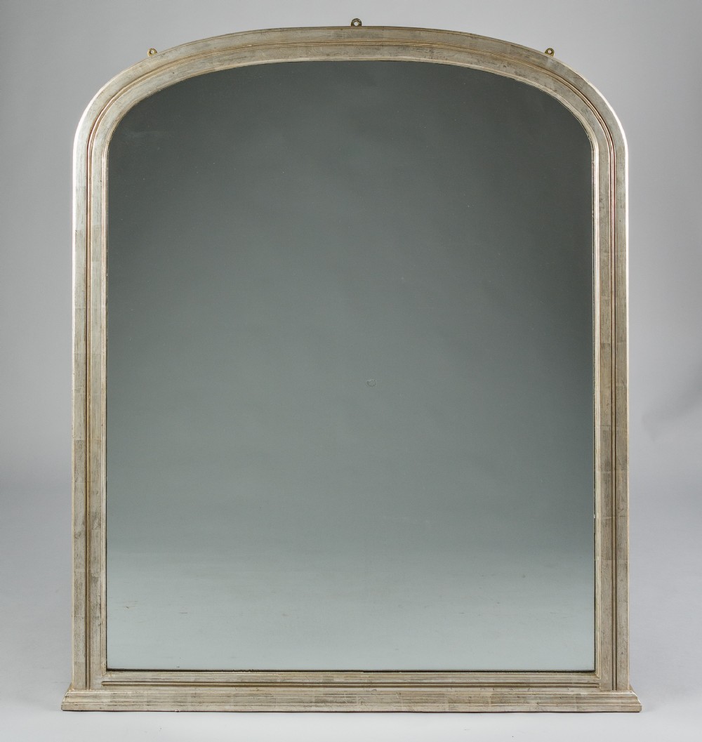 Large 19th Century Victorian English Silvered Overmantle Mirror