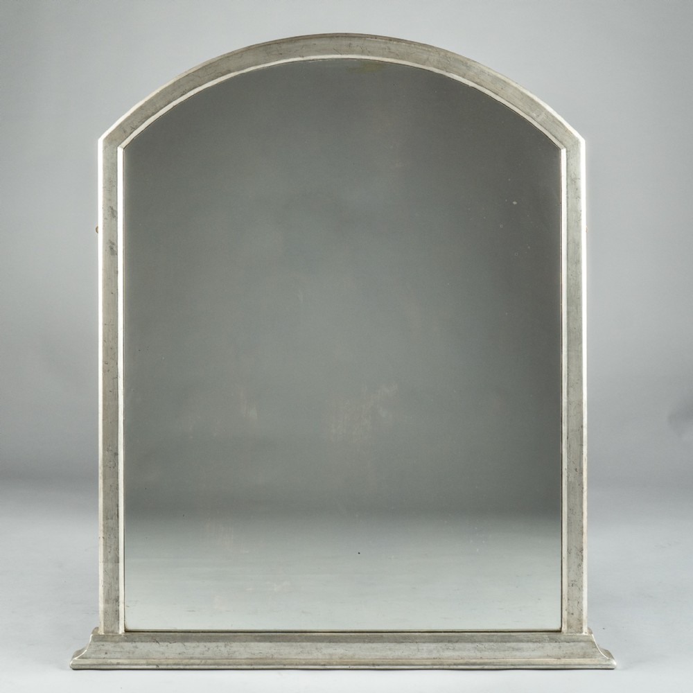 Large 19th Century Victorian English Silvered Overmantle Mirror