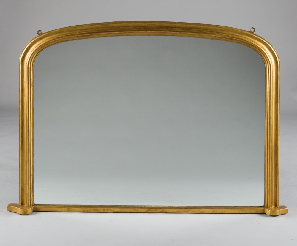 Large 19th Century Victorian English Gilt Archtop Overmantle Mirror