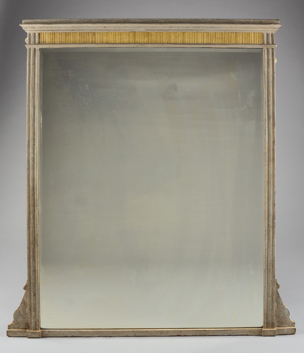 Large 19th Century English Victorian Painted And Parcel-Gilt Overmantle Mirror