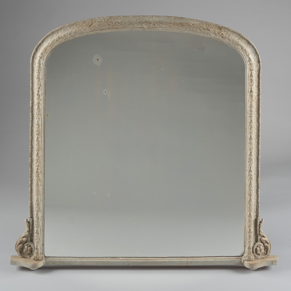 Large 19th Century Victorian English Painted Archtop Overmantle Mirror