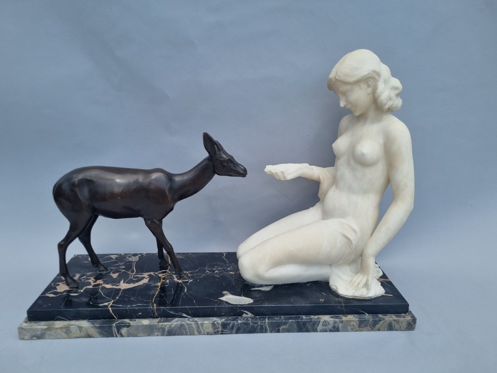 A Stunning Italian Carved Alabaster And Bronze Sculpture. Signed A.Saccardi View VIII
