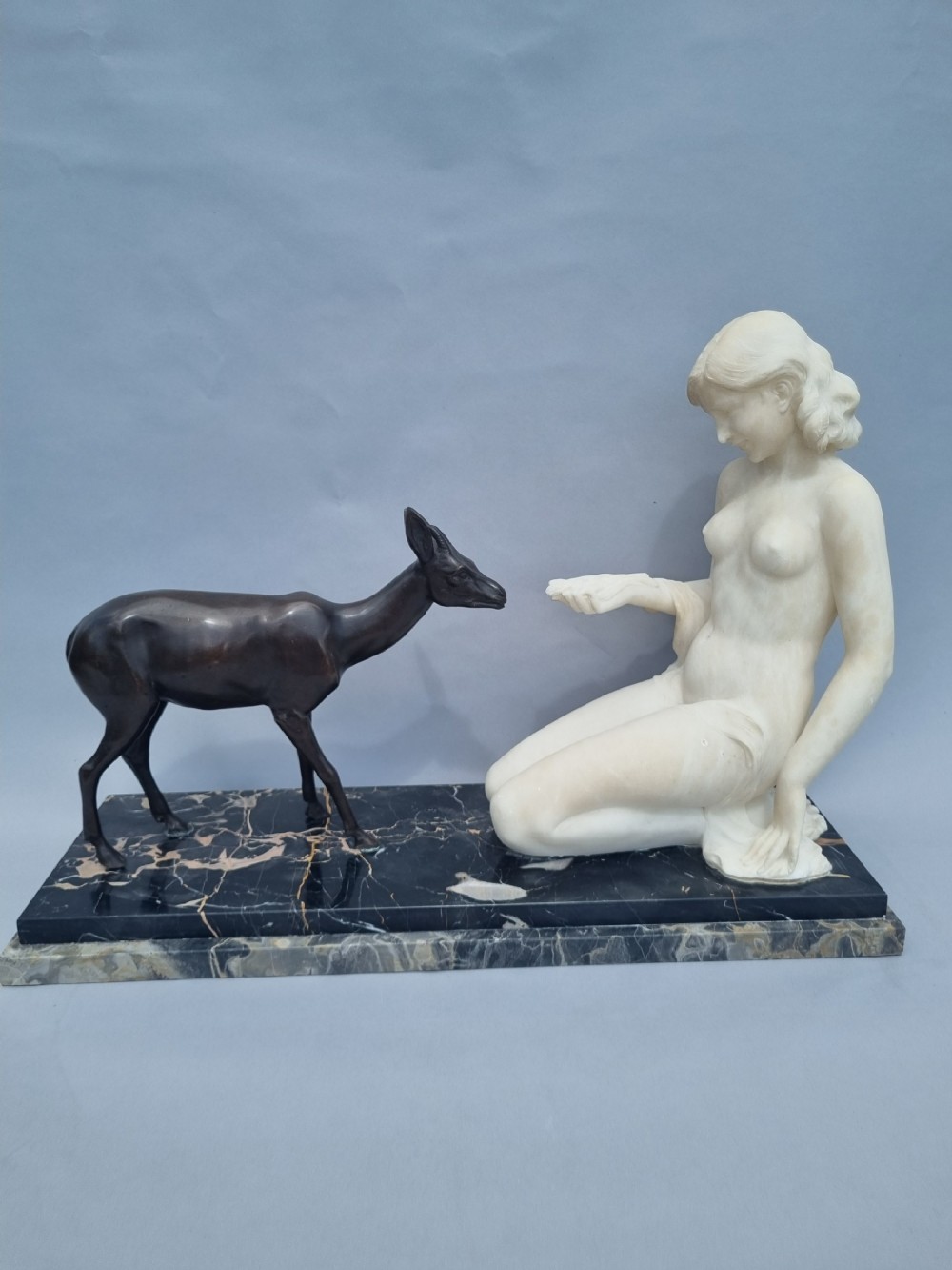 A Stunning Italian Carved Alabaster And Bronze Sculpture. Signed A.Saccardi