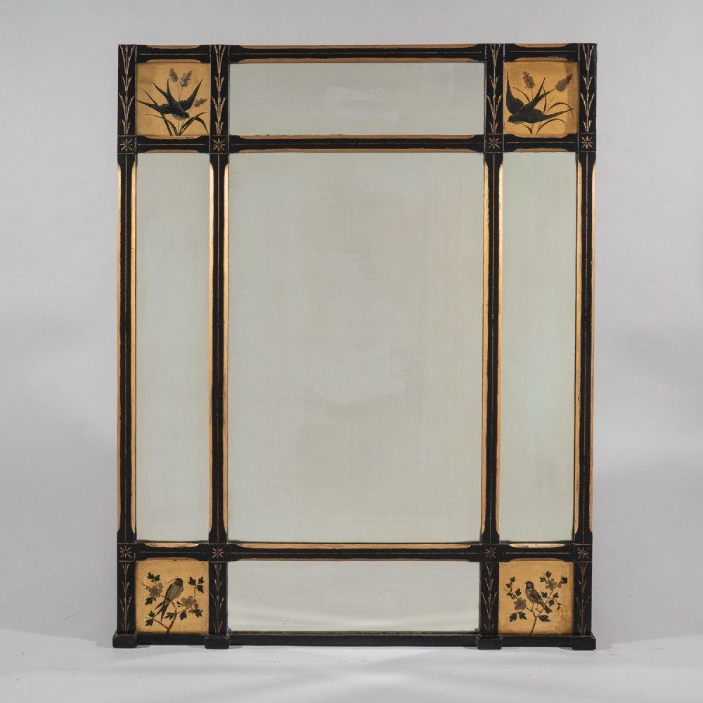 A Stunning Victorian English Ebonised And Gilt Overmantle Mirror
