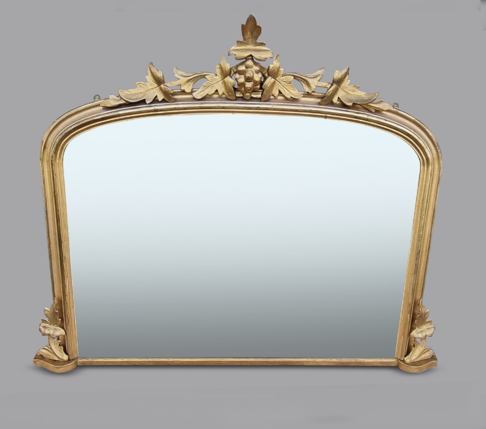 19th Century Victorian English Gilt Overmantle Mirror