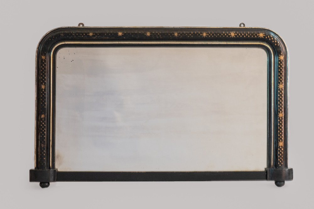 19th Century Victorian Ebonised And Parcel - Gilt Overmantle Mirror