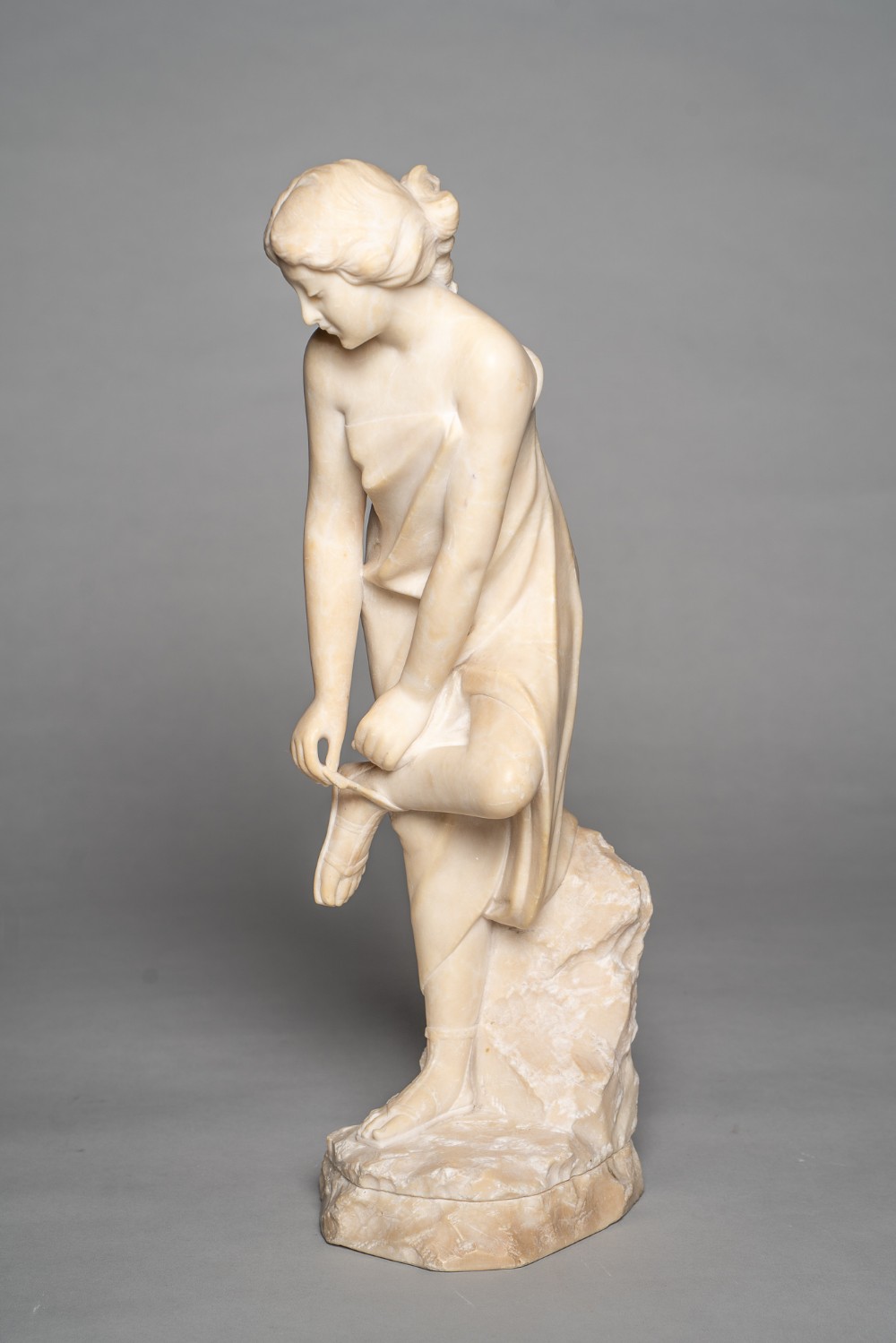Large Italian Carved Alabaster Sculpture Of A Female Signed A.Gamay