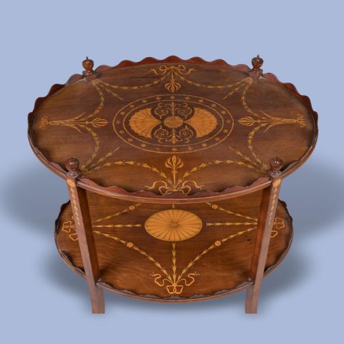 A TWO TIER MARQUETRY TABLE - ADDITIONAL PHOTO 4