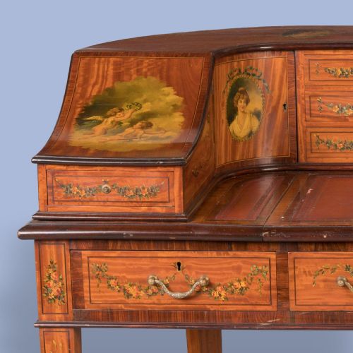 AN ATTRACTIVE SATINWOOD CARLTON HOUSE DESK - ADDITIONAL PHOTO 4