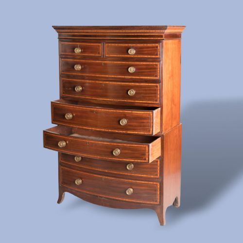 A FINE BOWFRONTED MAHOGANY TALLBOY - ADDITIONAL PHOTO 2