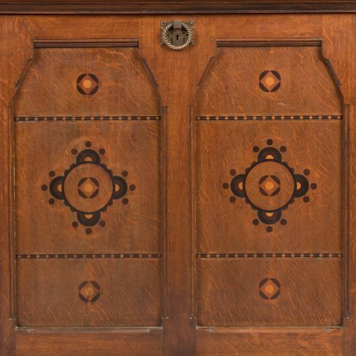 A GOTHIC REVIVAL OAK FOLIO CABINET BY BENJAMIN TAYLOR SONS - ADDITIONAL PHOTO 2