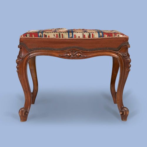 A CARVED WALNUT STOOL - ADDITIONAL PHOTO 1