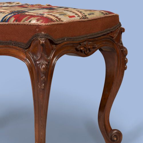 A CARVED WALNUT STOOL - ADDITIONAL PHOTO 2