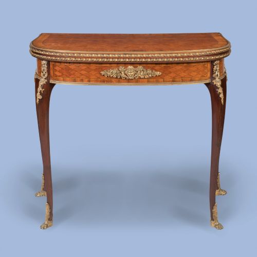 AN ORMOLUMOUNTED PARQUETRY CARD TABLE ATTRIBUTED TO FRANOIS LINKE - ADDITIONAL PHOTO 1