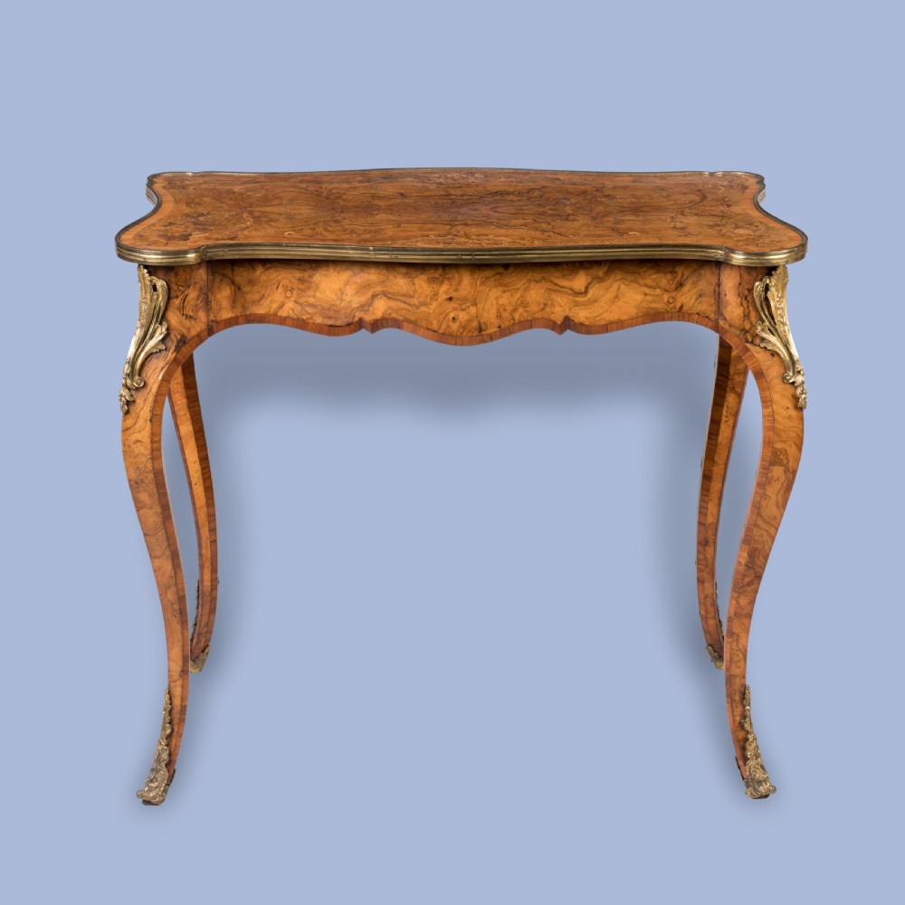 A Marquetry and Burr Walnut Side Table In the Louis XV Style By Gillows View II