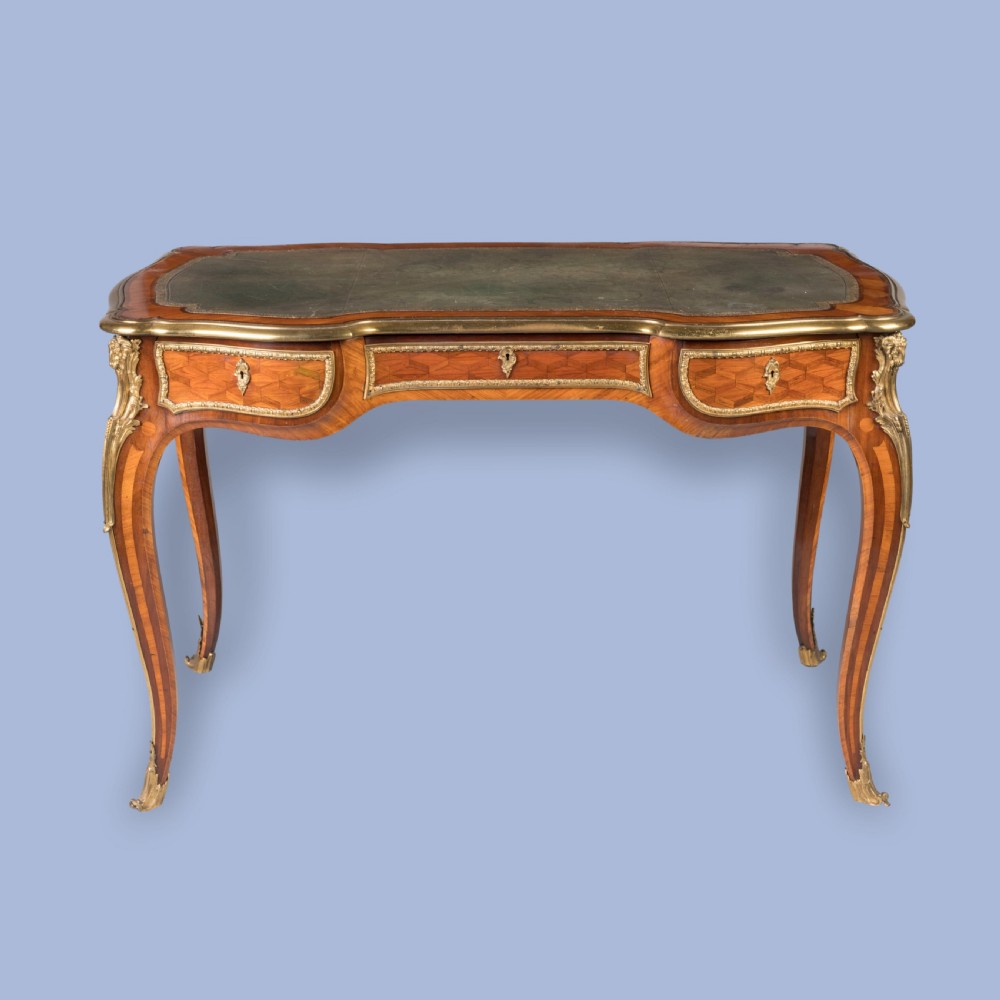 An Elegant Cubed Parquetry Bureau Plat In the Louis XV Manner Attributed to Wassmuss of Paris View II