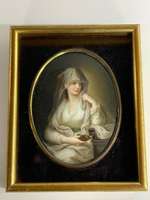KPM Berlin style Porcelain hand painted portrait Plaque Vestal Virgin