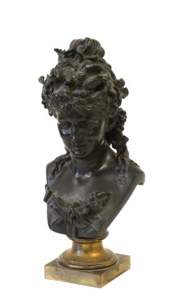 ANTIQUE BRONZE BUST SIGNED JEAN LOUIS GREGOIRE FRENCH