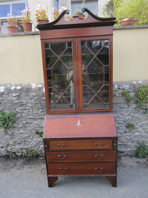 Inlaid mahogany bureau bookcase