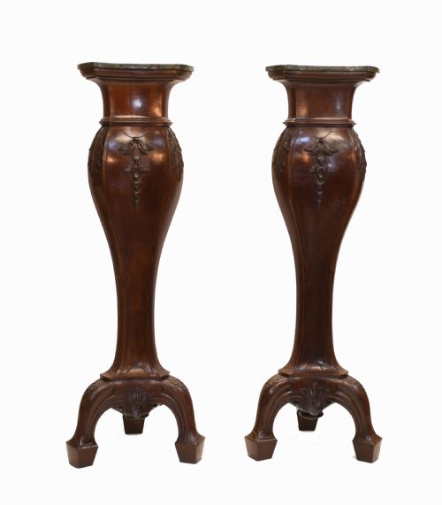 Pair Gillows Pedestal Stands Carved Neo Classical