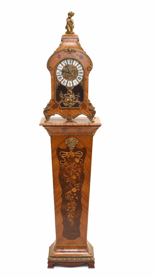 Antique French Clock Pedestal Stand Mantle Clocks Inlay 1930