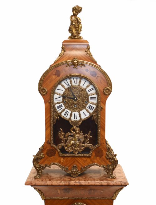 fig 1. Antique French Clock Pedestal Stand Mantle Clocks Inlay 1930