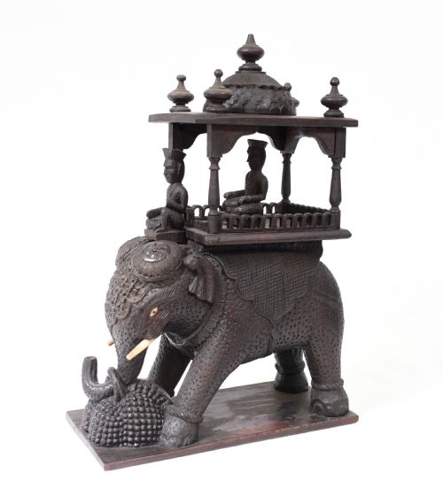 Carved Burmese Elephant Statue Antique 1890 Burma