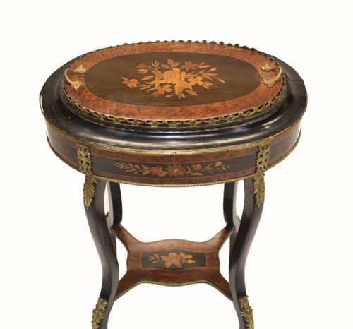 fig 1. French Side Table Stand Marquetry Inlay 1880