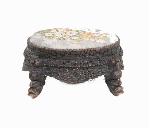 Burmese Foot Stool Carved Antique Seat Burma