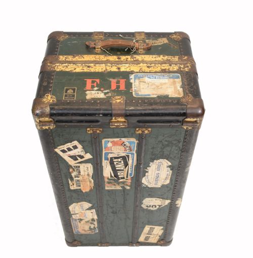 fig 1. Vintage Steamer Trunk Luggage Case Harrison and Co New York