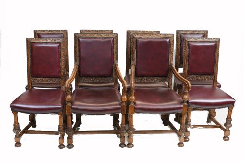 8 Oak Dining Chairs English Antique Farmhouse Furniture
