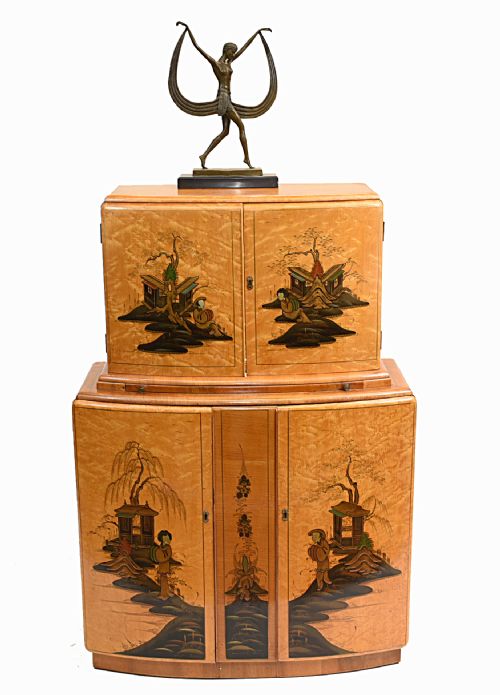 Art Deco Drinks Cabinet Chinoiserie Vintage Cocktail 1930