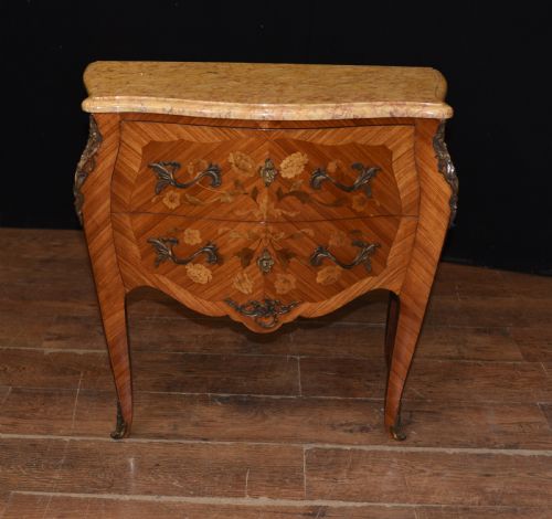 Antique French Commode Nightstand - Bombe Chest