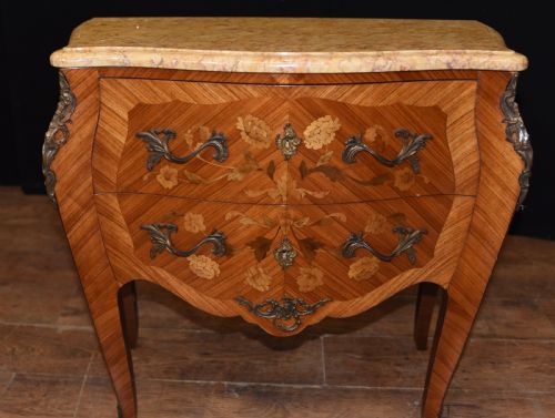 fig 1. Antique French Commode Nightstand - Bombe Chest
