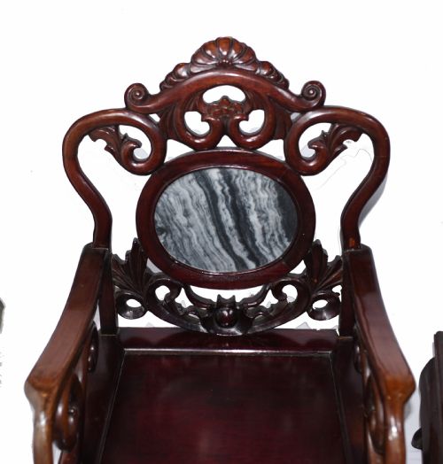 fig 1. Pair Carved Chinese Arm Chairs - Antique Hardwood