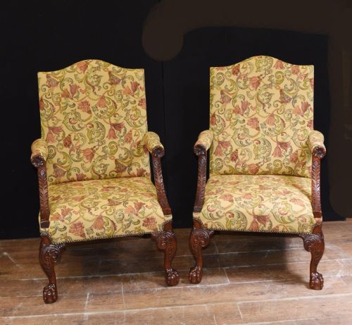 Pair English Antique Arm Chairs