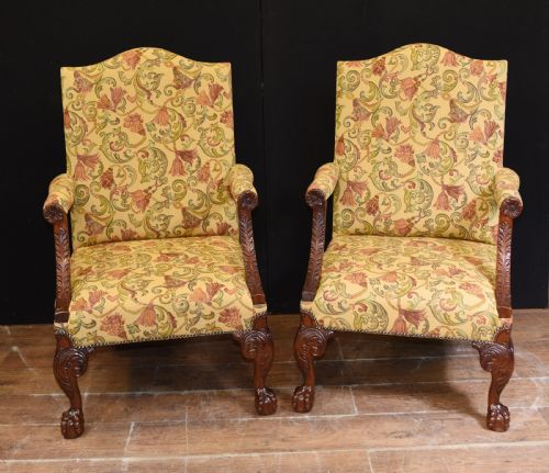 fig 1. Pair English Antique Arm Chairs