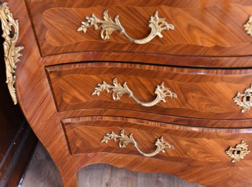fig 1. French Chest of Drawers - Antique Kingwood Bombe Commode