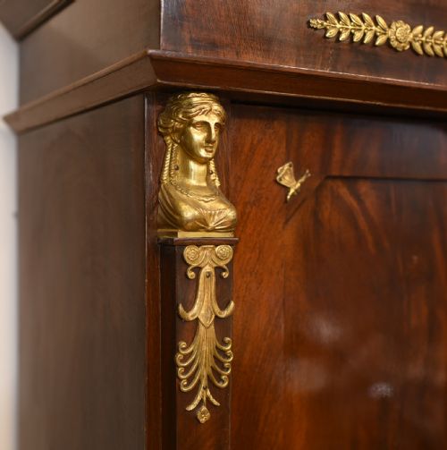fig 2. Antique Bookcase - French Empire Cabinet Flame Mahogany 1880