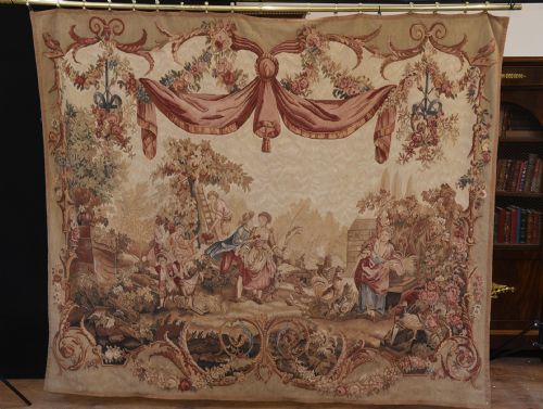 Antique French Tapestry Classical Courtly Love Romance 1860