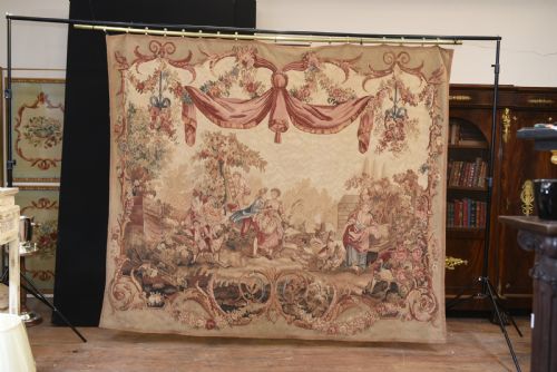 fig 1. Antique French Tapestry Classical Courtly Love Romance 1860