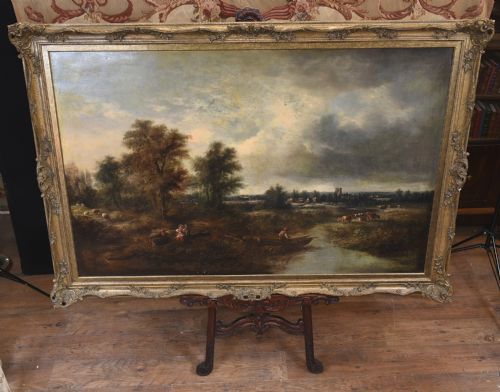fig 1. Victorian Oil Painting English Norfolk Landscape Rustic Circa 1860 Arcadia