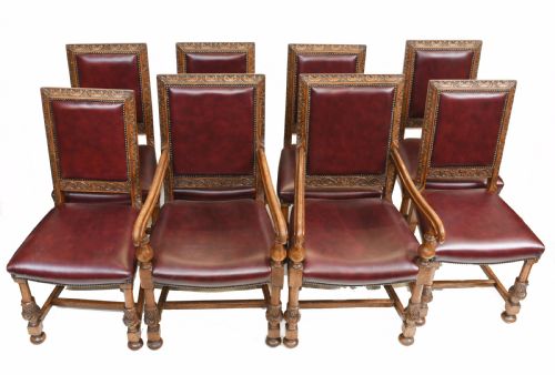 fig 1. Set Oak Dining Chairs English Antique Farmhouse Furniture